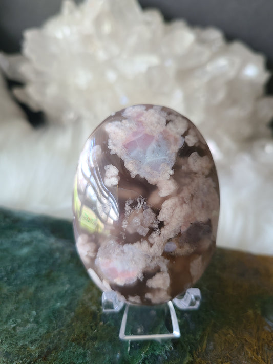 Black Flower Agate Palmstone (C)