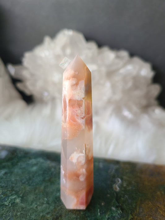Pink and Yellow Flower Agate Tower (RARE FIND)