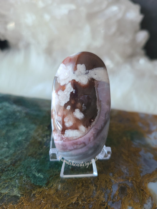 Pink Flower Agate Palm stone (F)