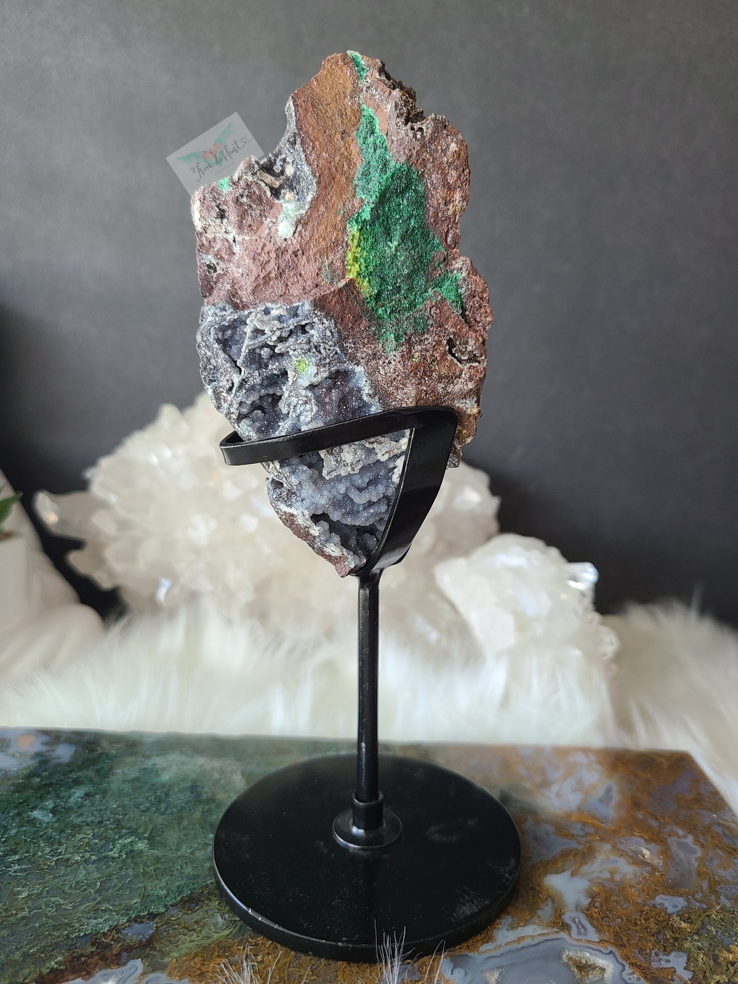 Malachite and Sphalerite Specimen on Stand (RARE)