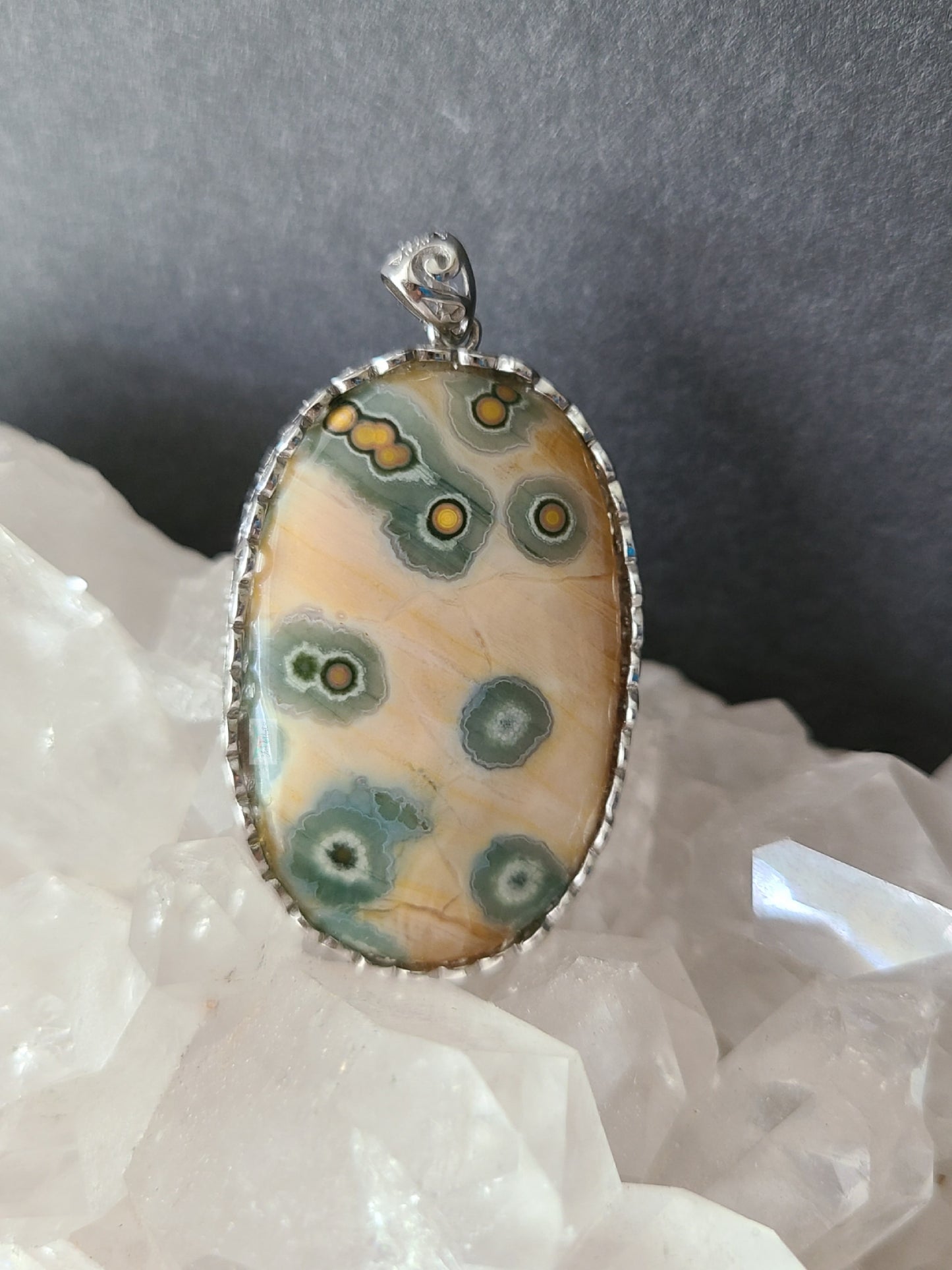 Yellow Ocean Jasper 925 Silver Pendant