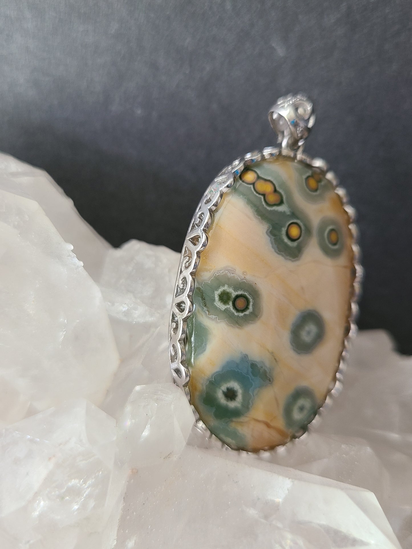 Yellow Ocean Jasper 925 Silver Pendant