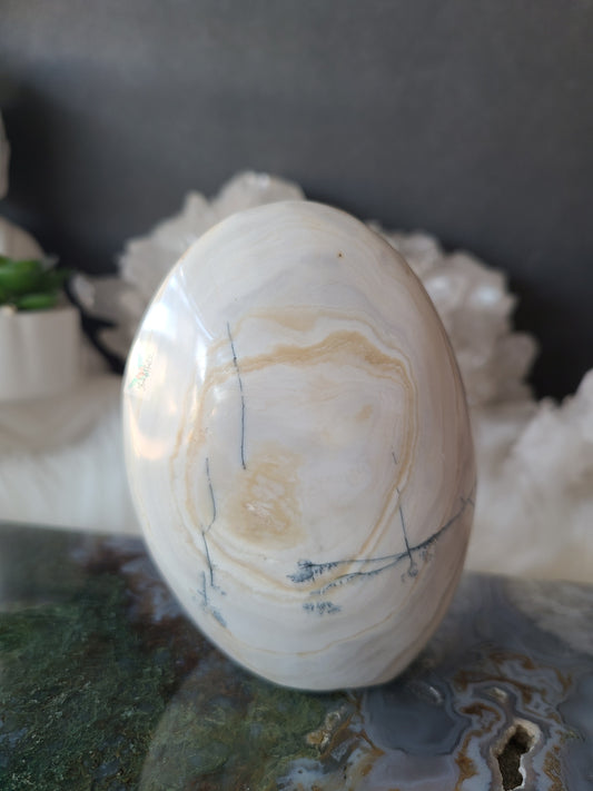 White Banded Ocean Jasper with Dendrite Freeform