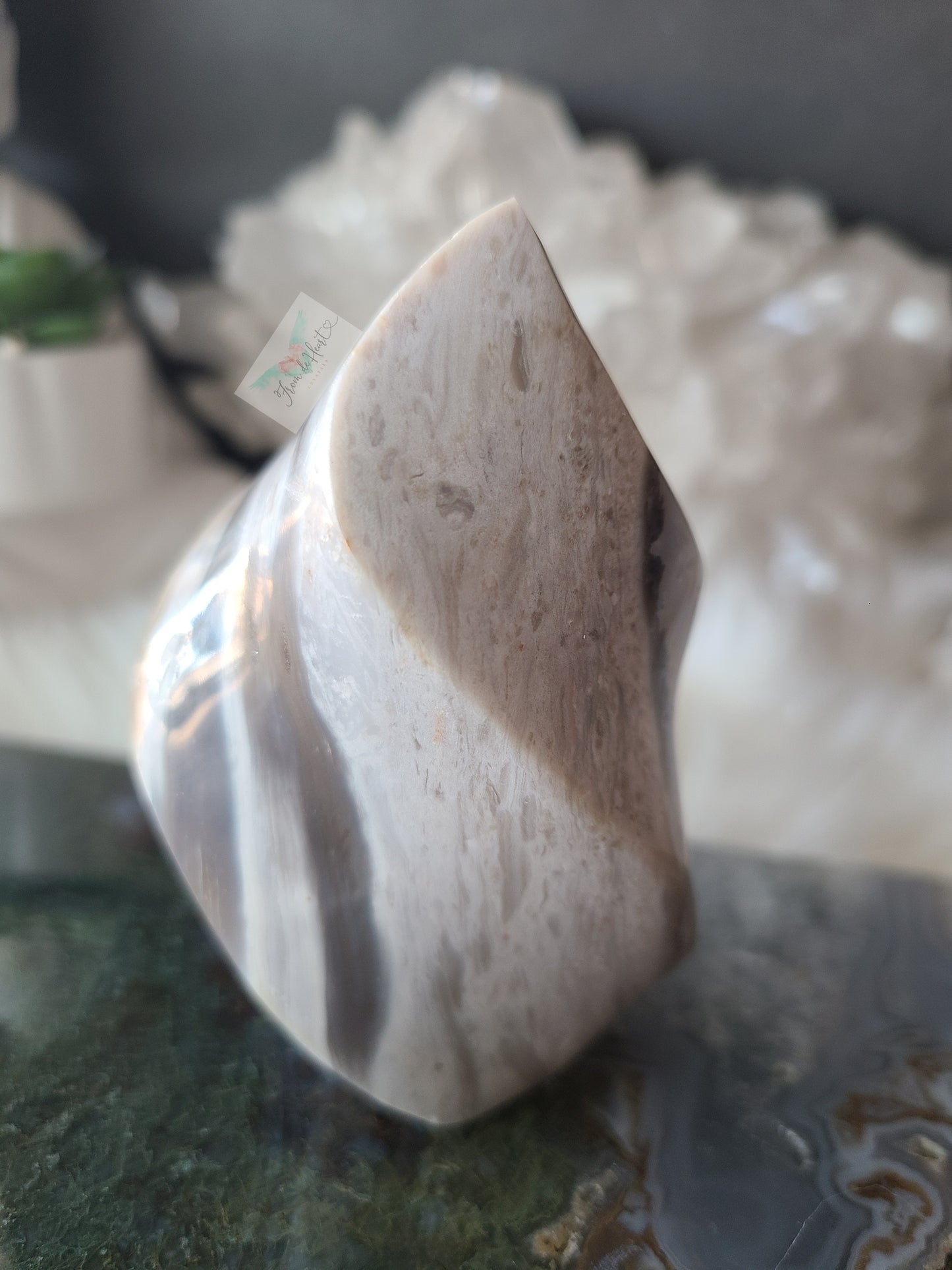 White Ocean Jasper Flame