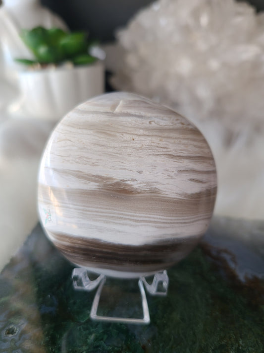 White Ocean Jasper Palmstone (A)