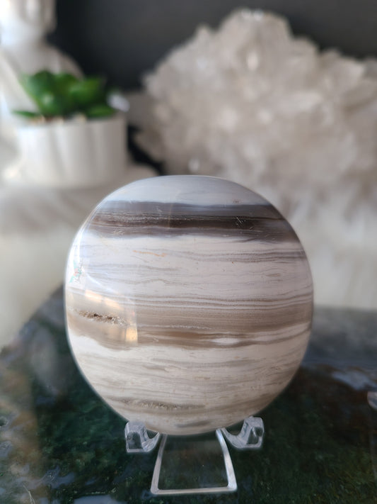 White Ocean Jasper Palmstone (A)