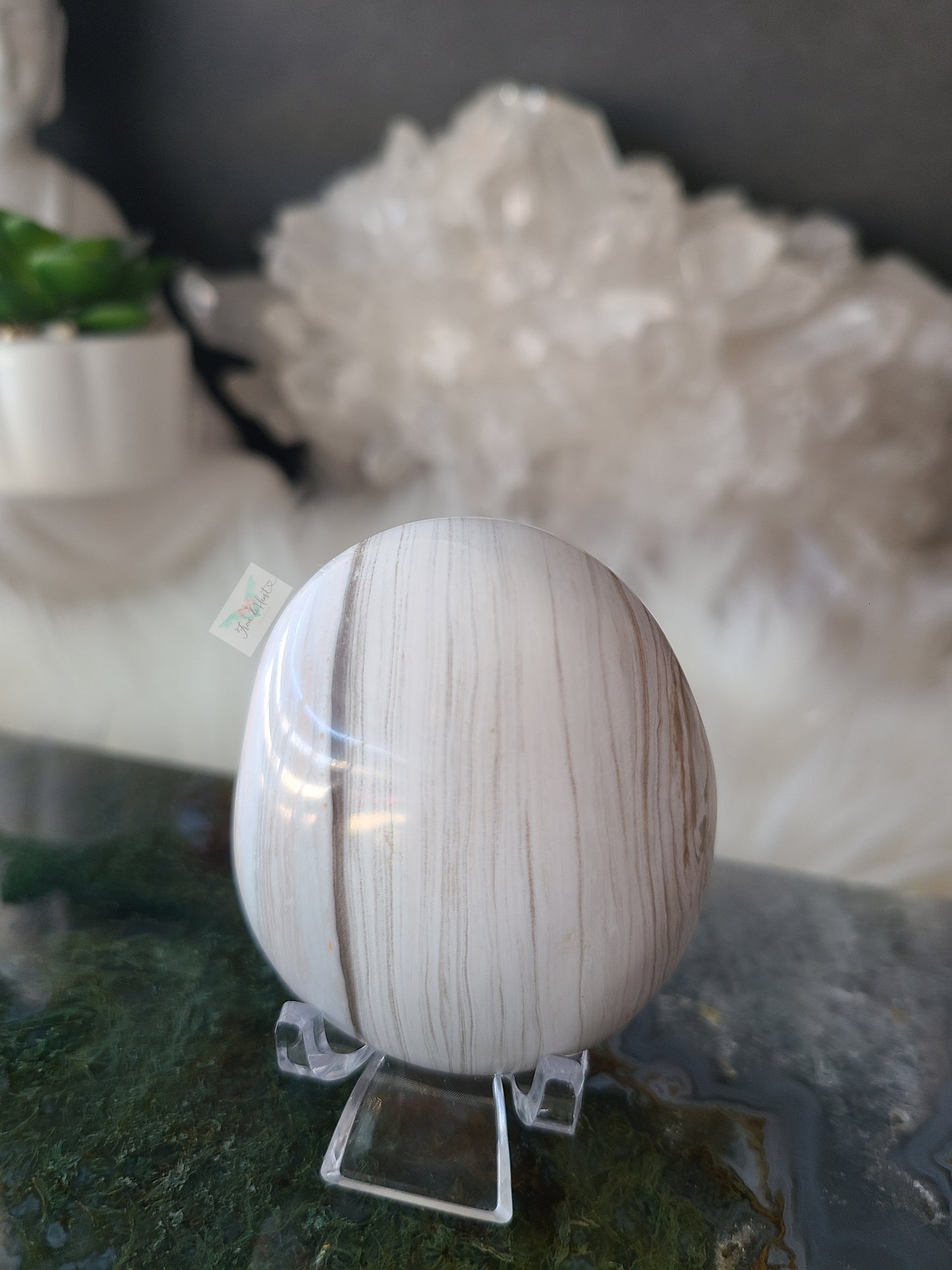 White Ocean Jasper Palmstone (B)