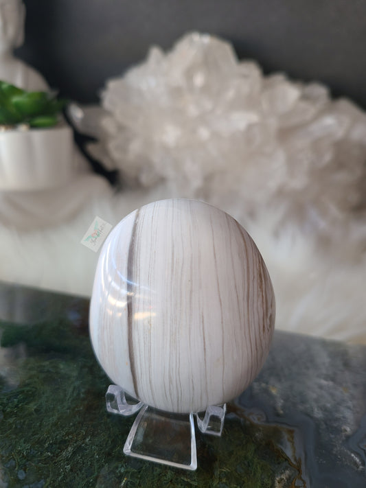 White Ocean Jasper Palmstone (B)