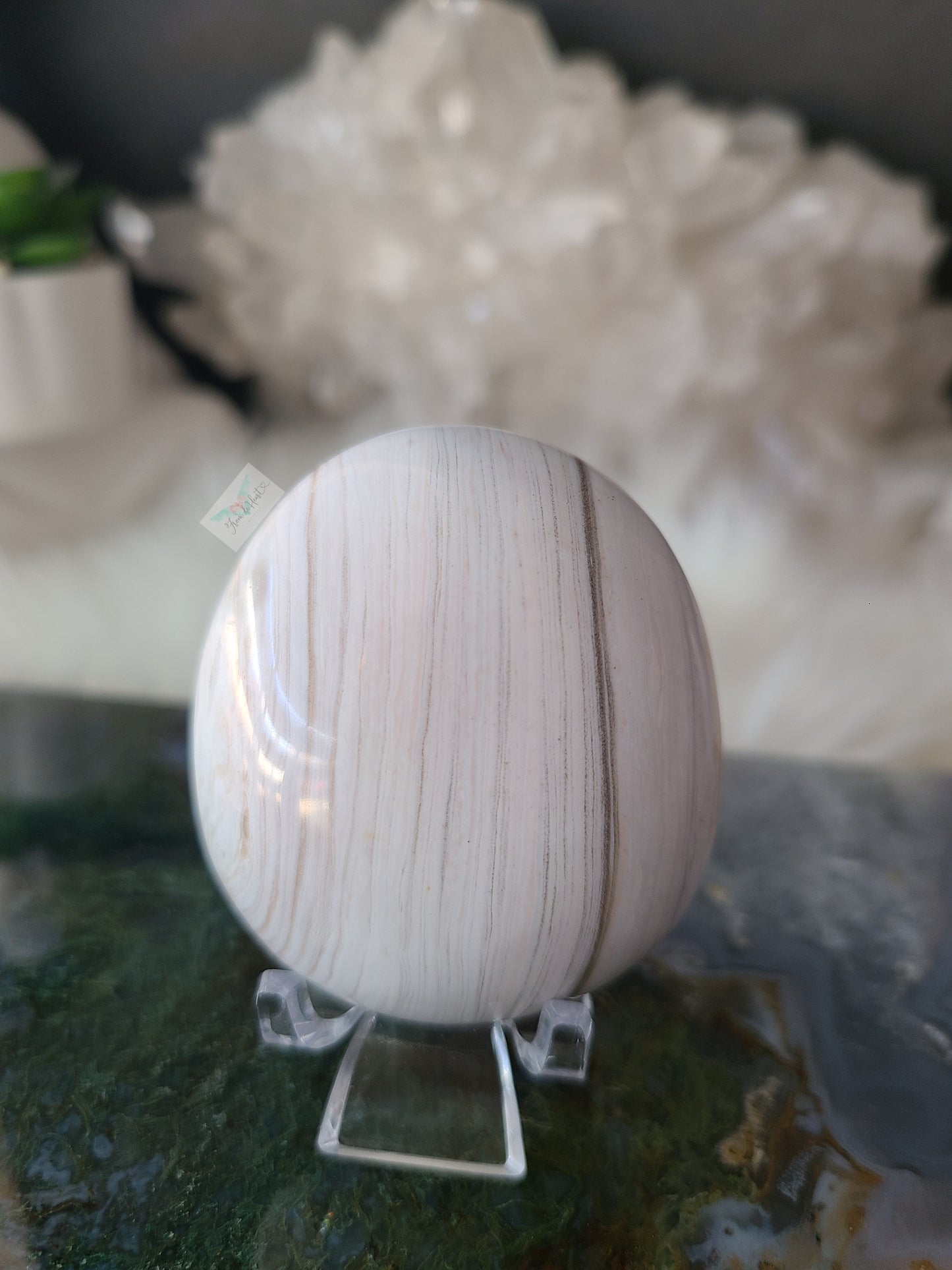 White Ocean Jasper Palmstone (B)