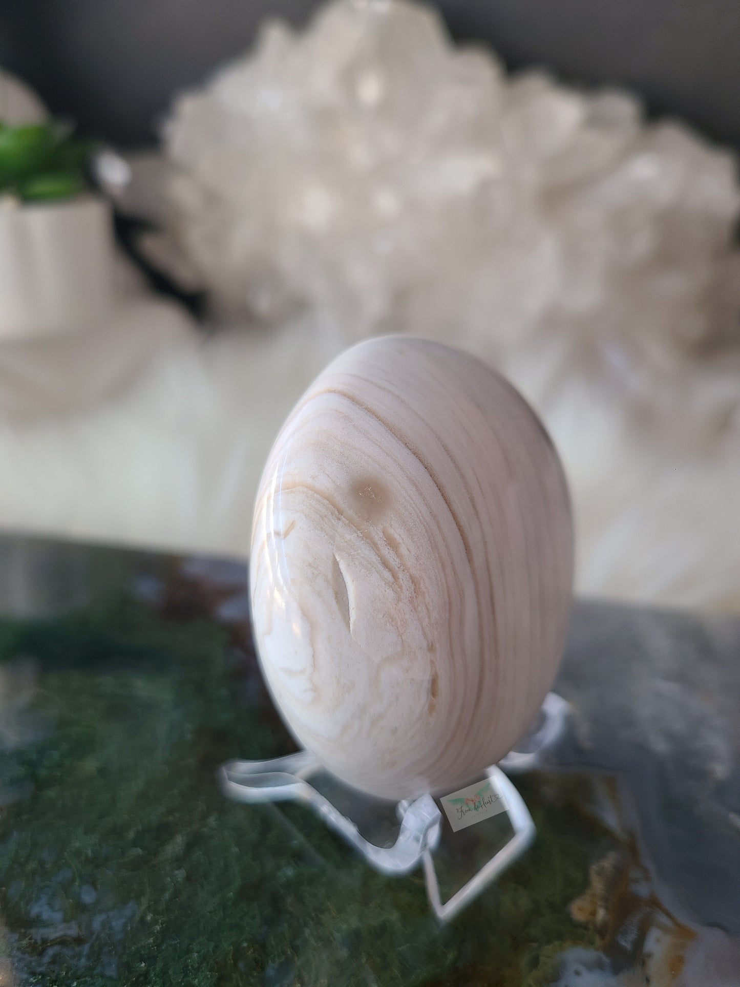 White Ocean Jasper Palmstone (B)