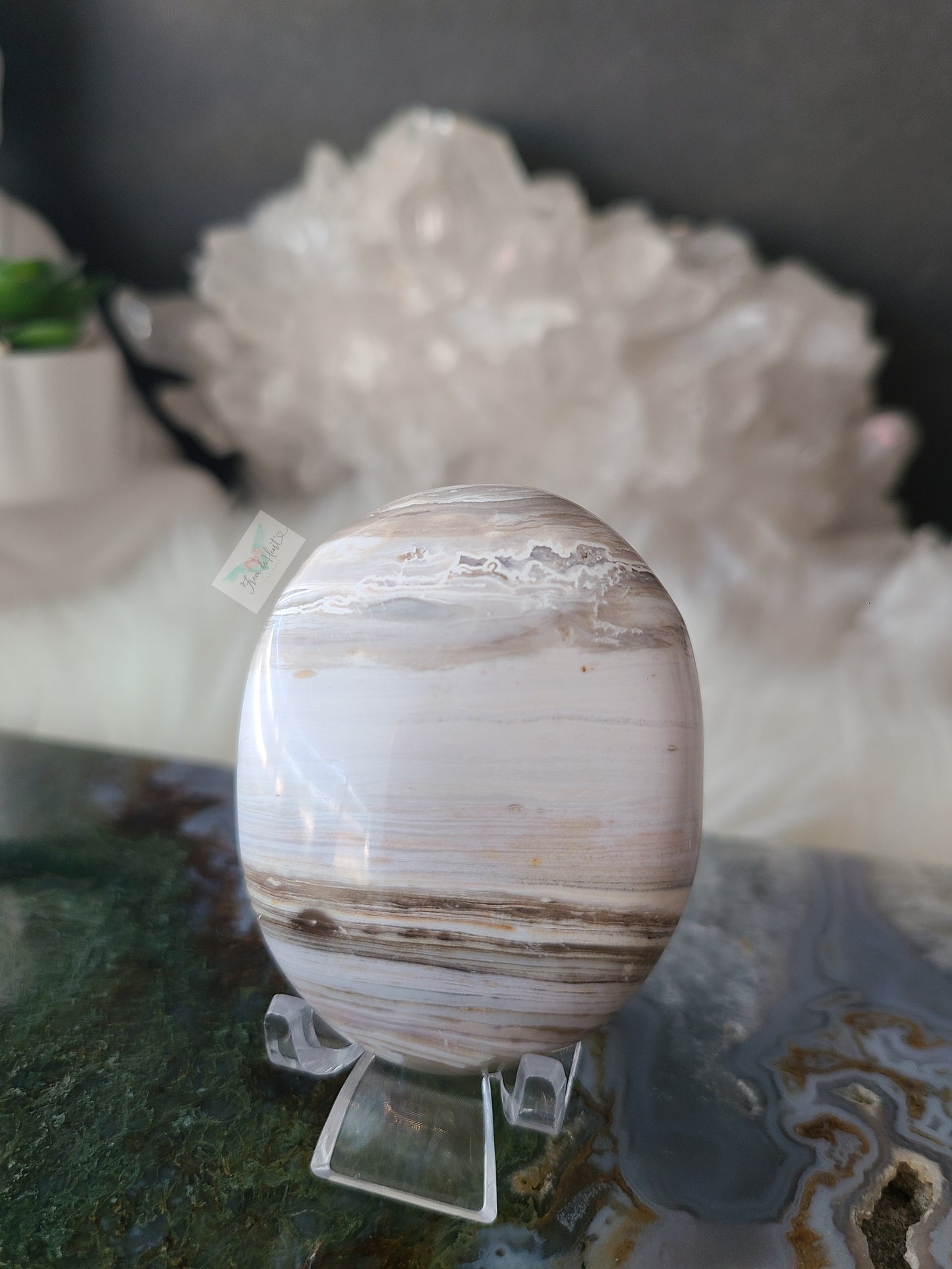 White Ocean Jasper Palmstone (C)