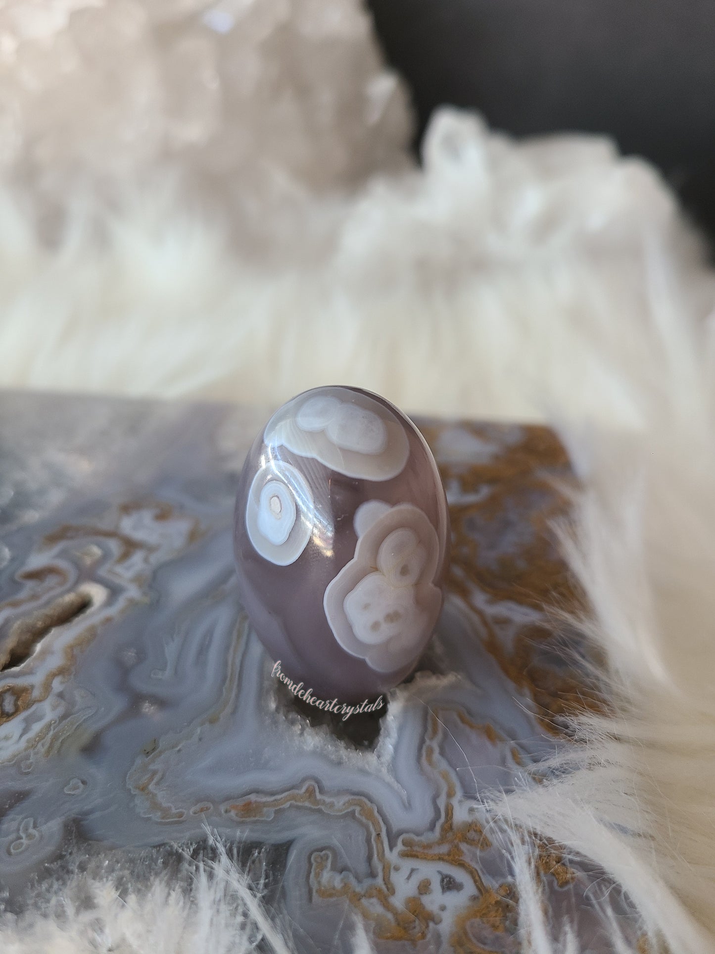 Black Flower Agate tumble