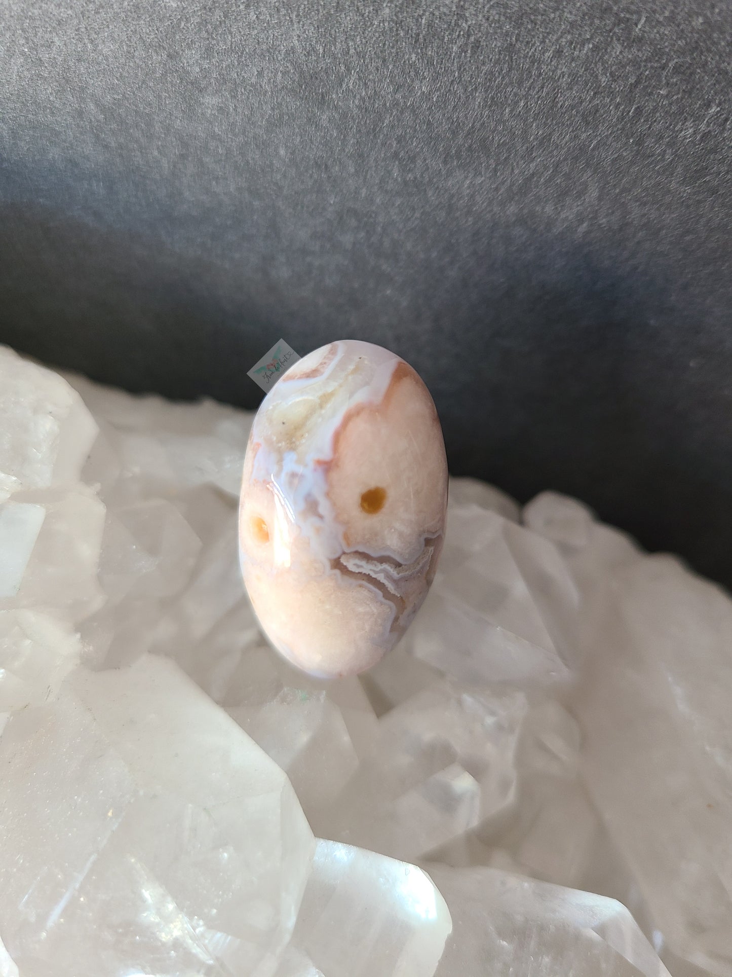 Black Flower Agate tumble (3pcs)