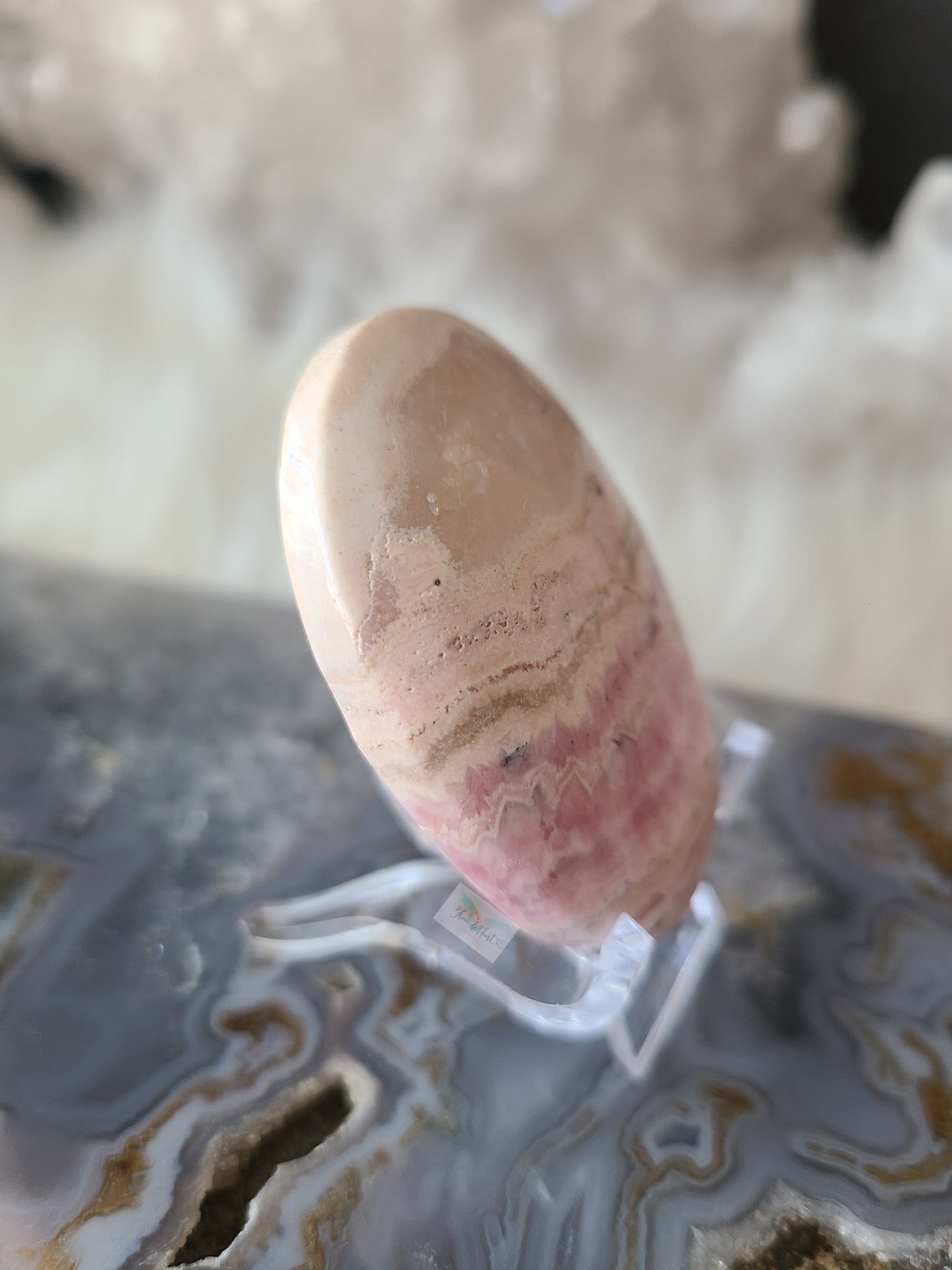 Rhodochrosite Quartz Pocket stone