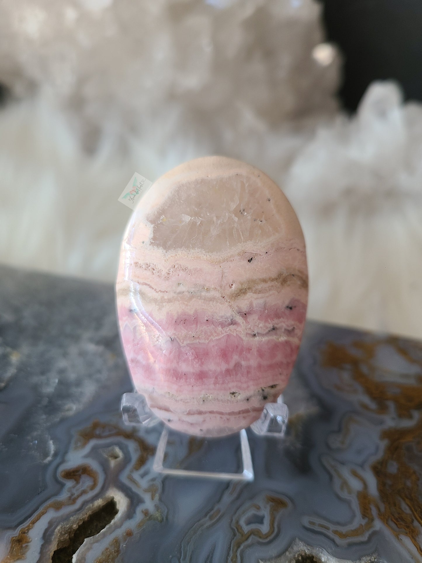 Rhodochrosite Quartz Pocket stone