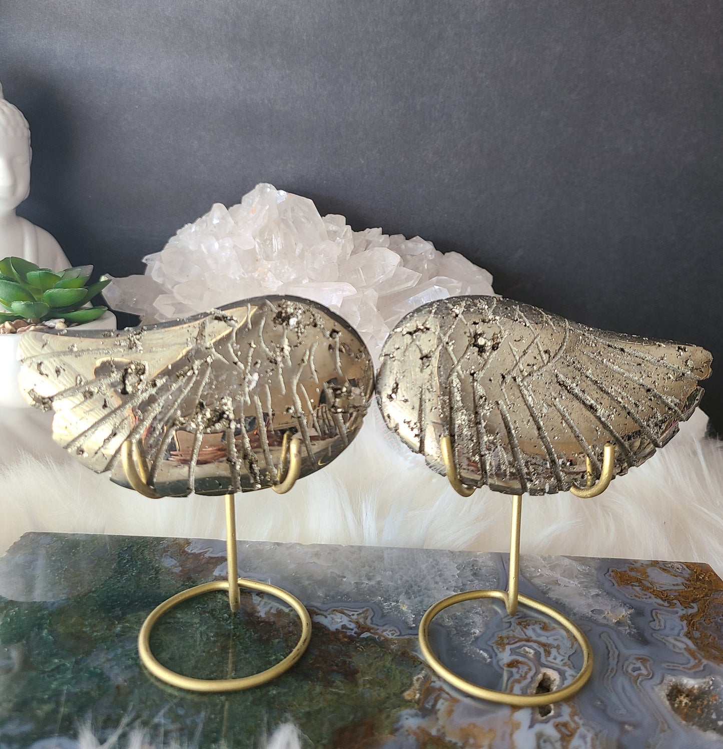 Pyrite Wings on Stand