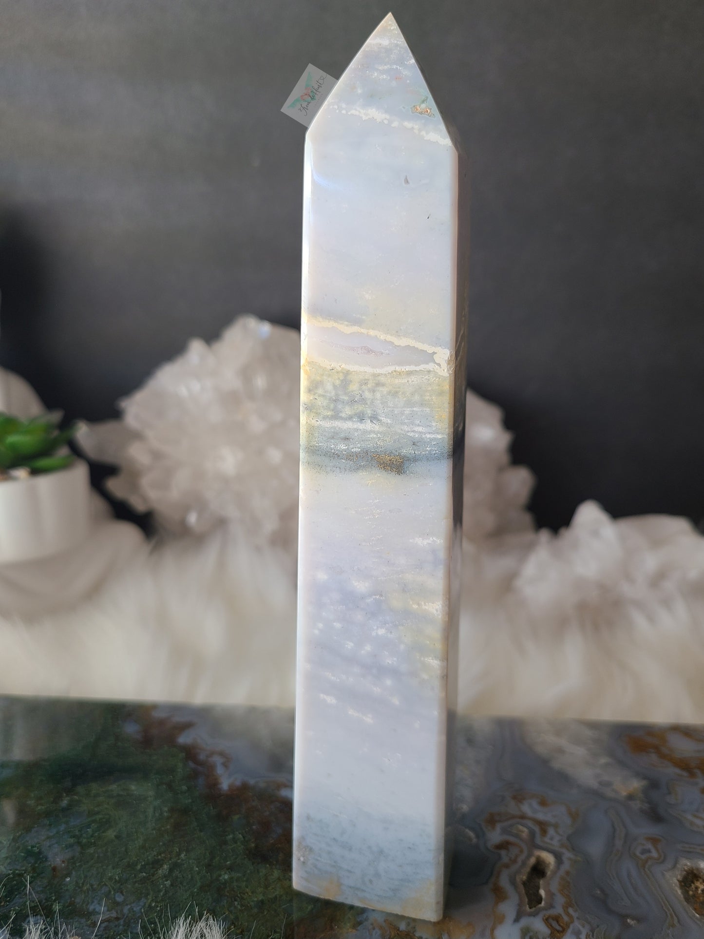 Blue Ocean Jasper Tower with Pyrite (B)