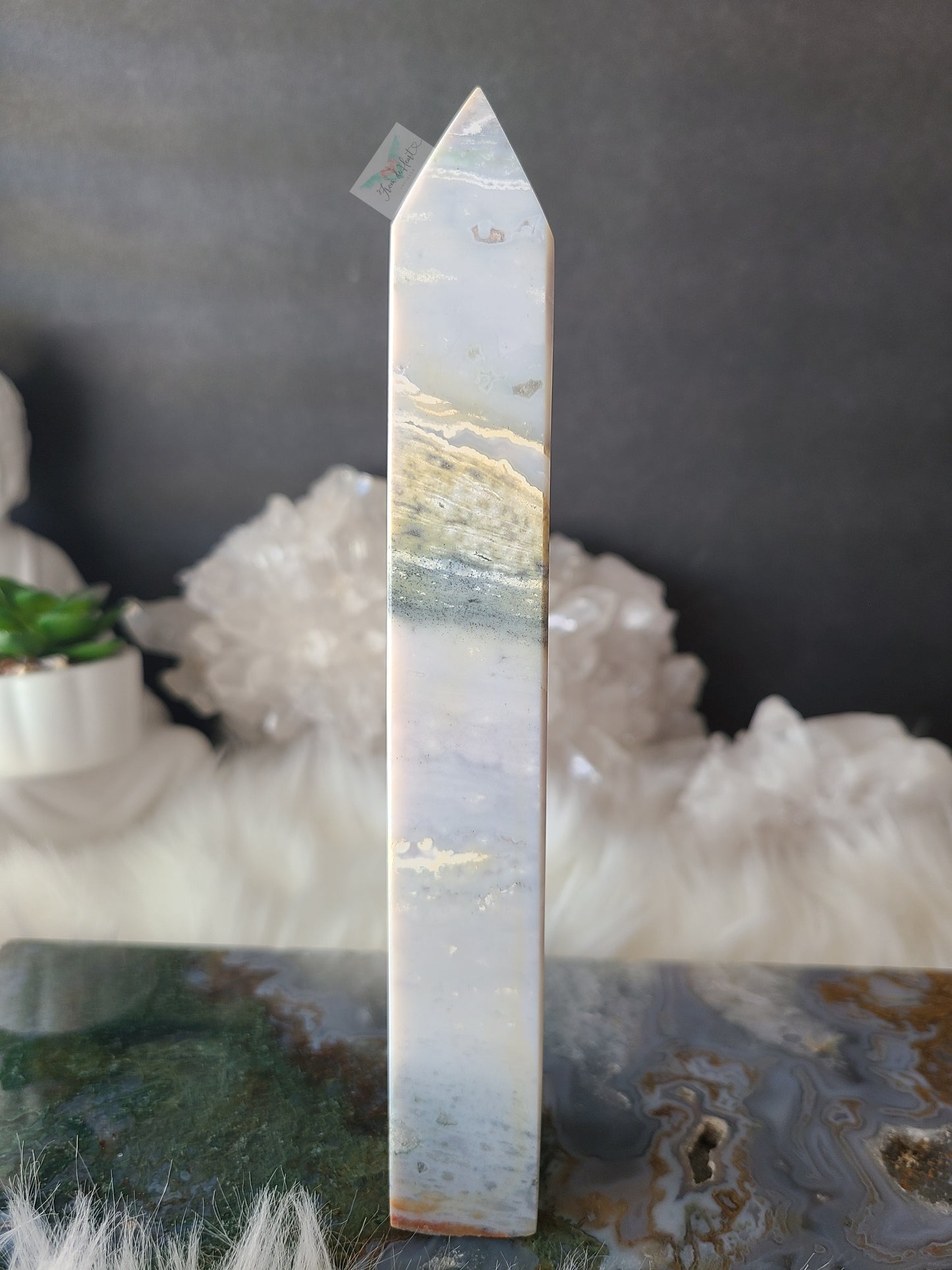 Blue Ocean Jasper Tower with Pyrite (B)