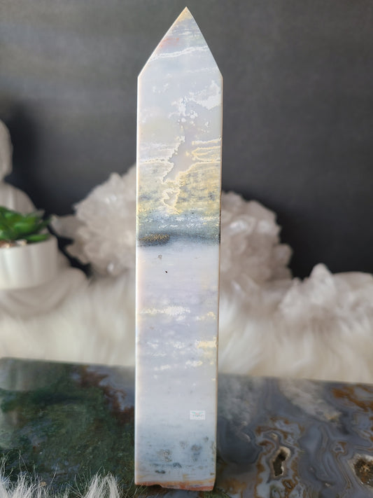 Blue Ocean Jasper Tower with Pyrite (B)