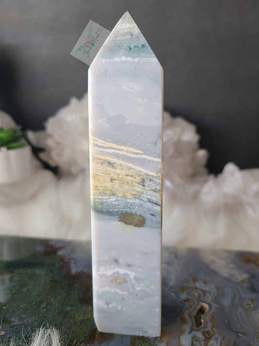 Blue Ocean Jasper Tower with Pyrite (A)