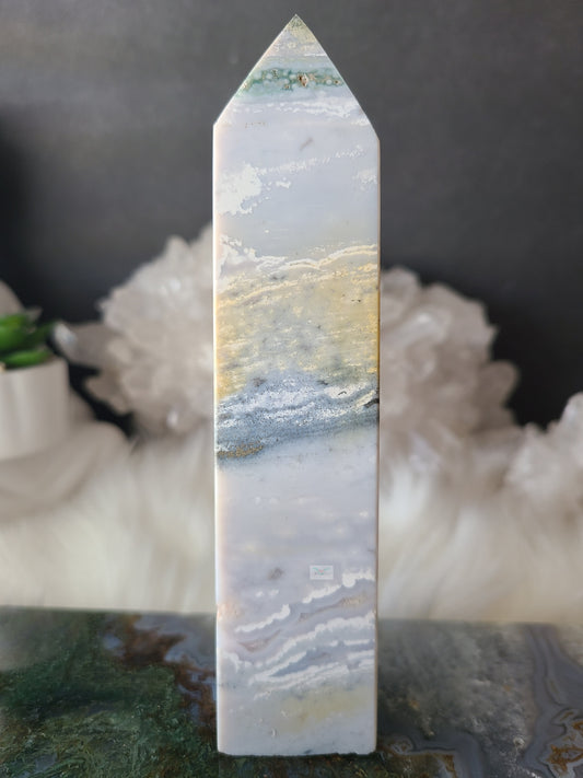 Blue Ocean Jasper Tower with Pyrite (A)