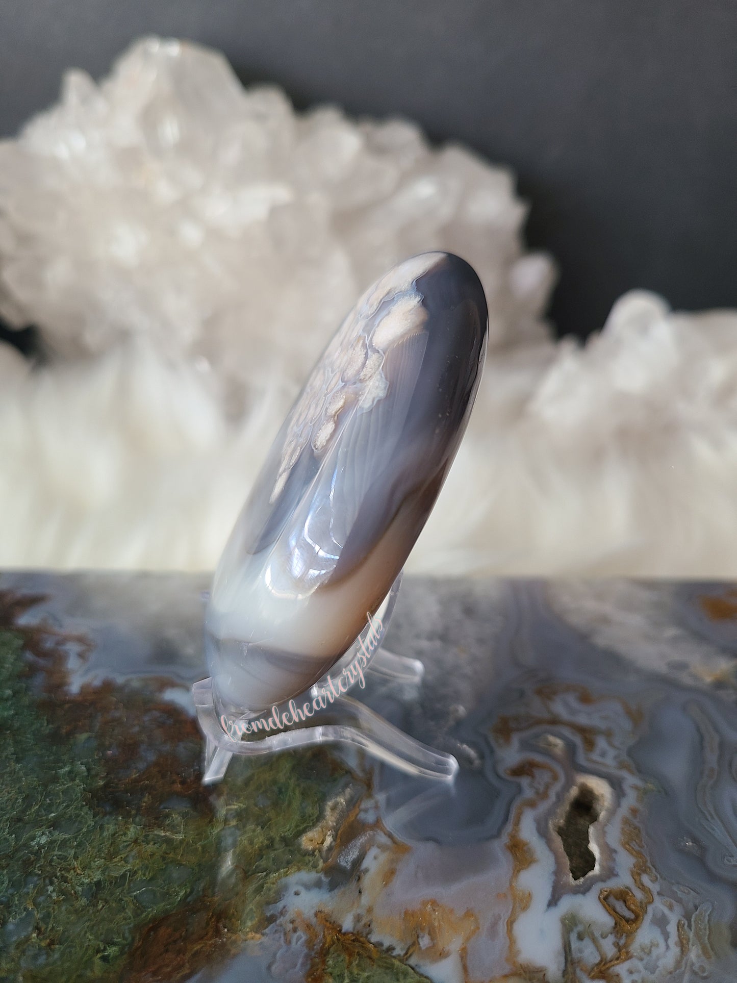 Gray Flower Agate Palmstone