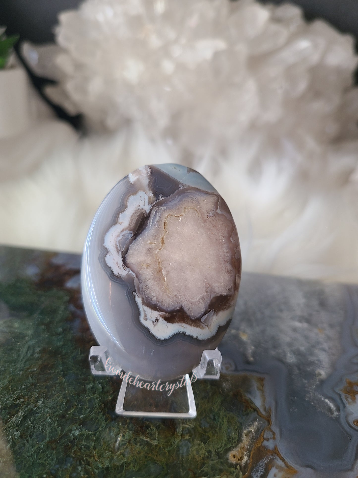 Gray Flower Agate Pocket stone (C)