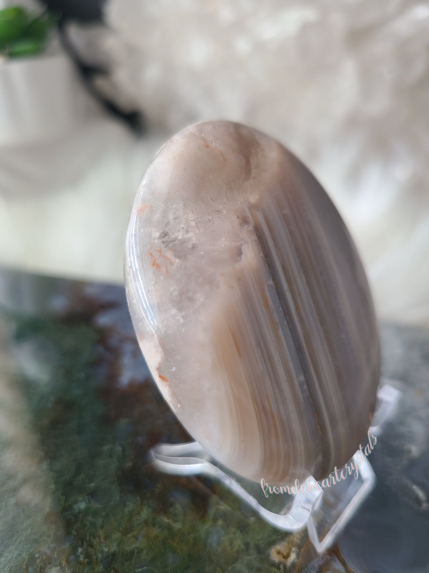 Banded Quartz Flower Agate Palmstone