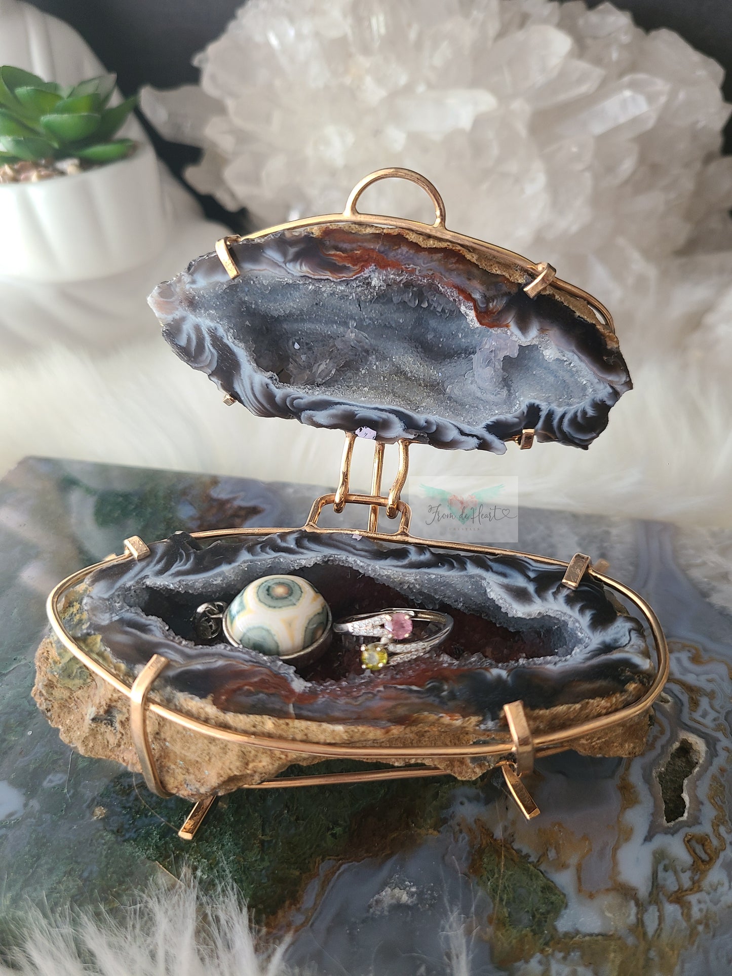 Druzy Chalcedony Agate Jewelry Box