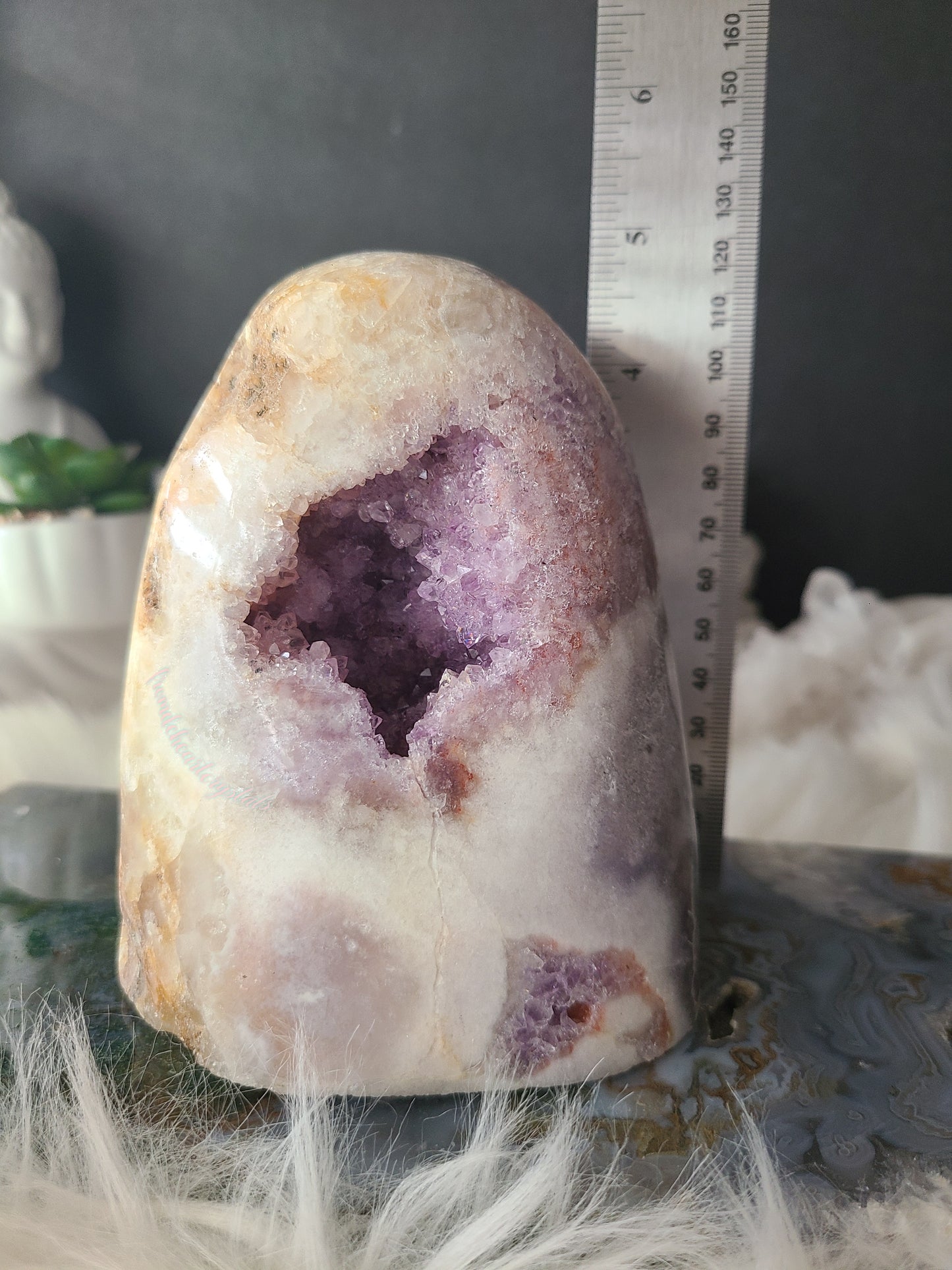 Pink Amethyst Cut base with Purple Amethyst Geode