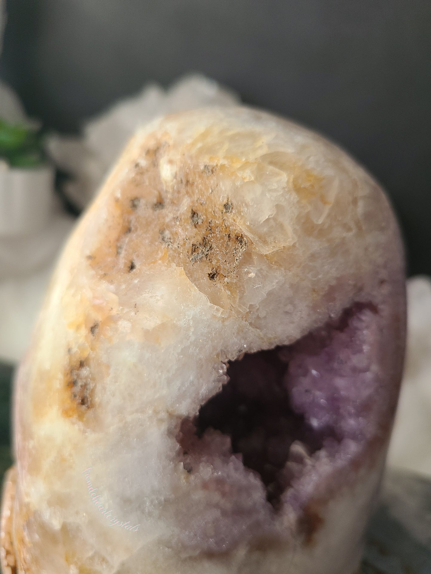 Pink Amethyst Cut base with Purple Amethyst Geode