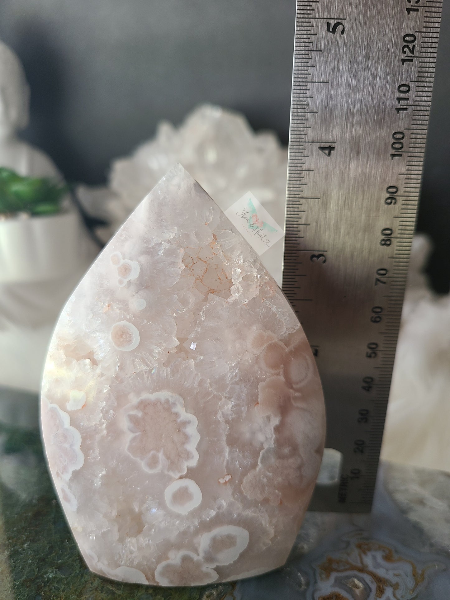 Pink Flower Agate Quartz Flame