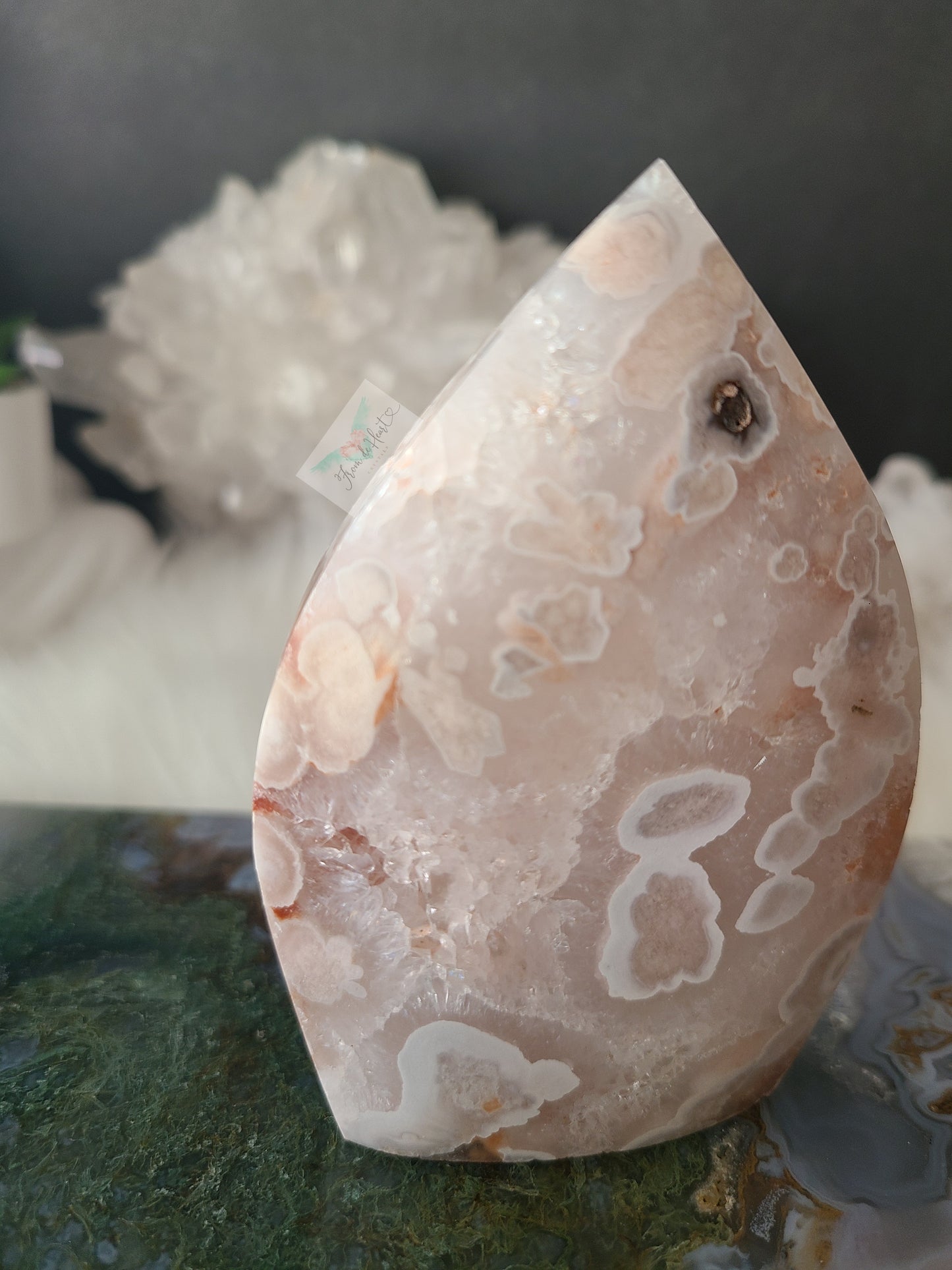 Pink Flower Agate Quartz Flame