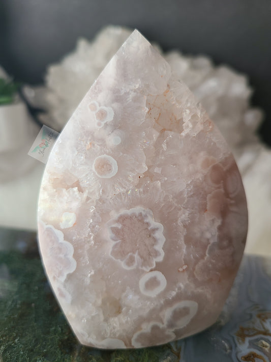 Pink Flower Agate Quartz Flame