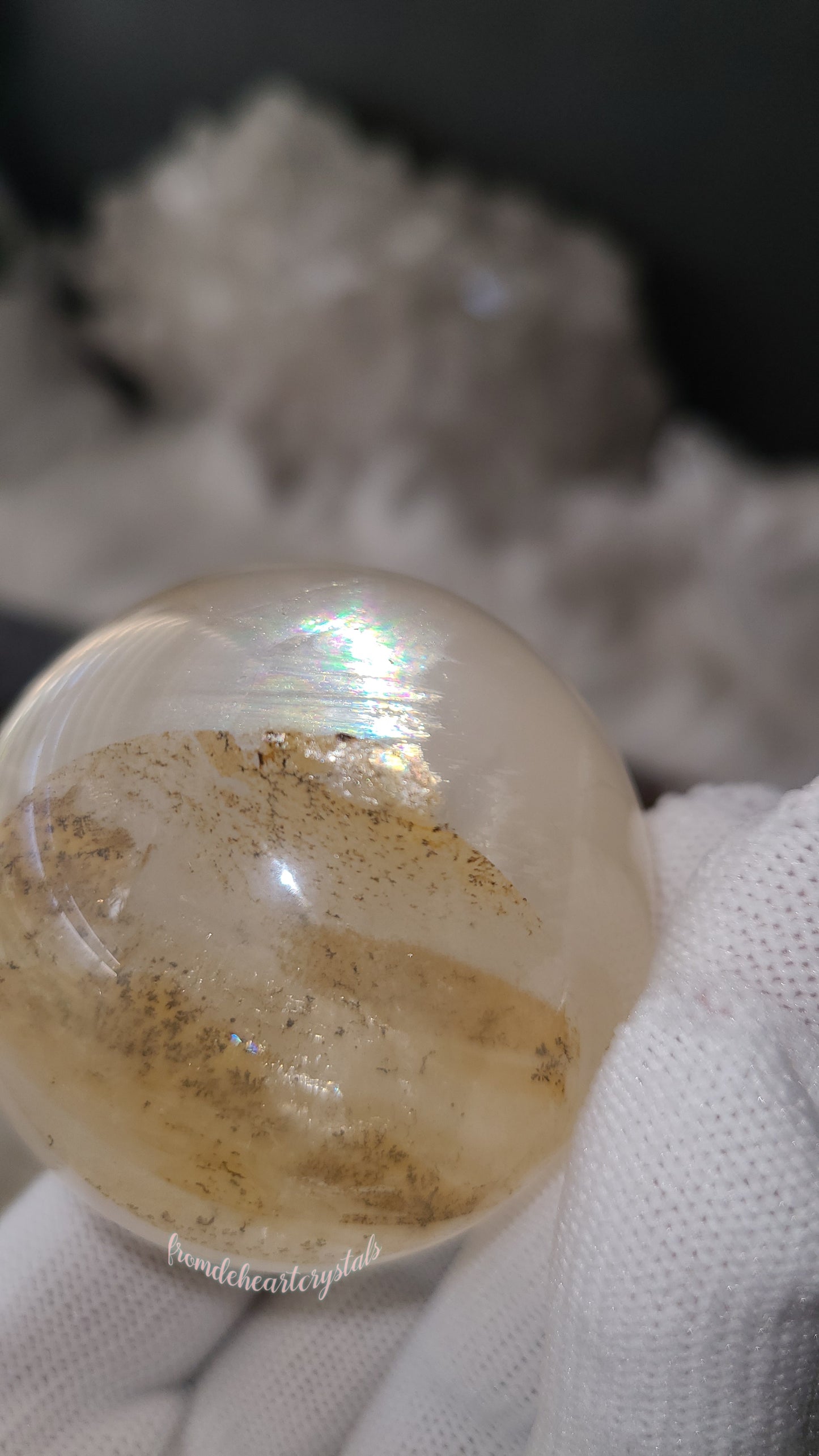 Dendritic Quartz Sphere with Flash