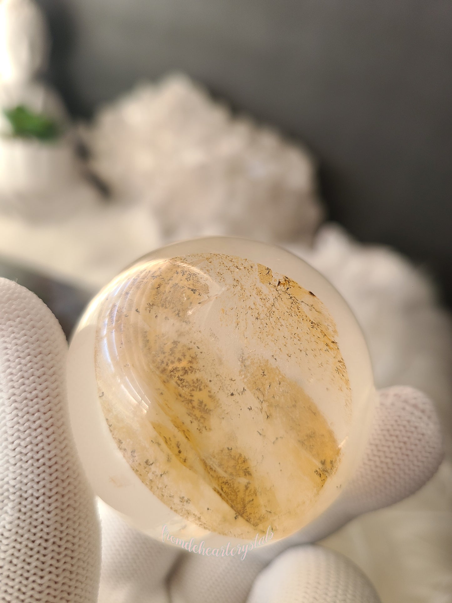 Dendritic Quartz Sphere with Flash