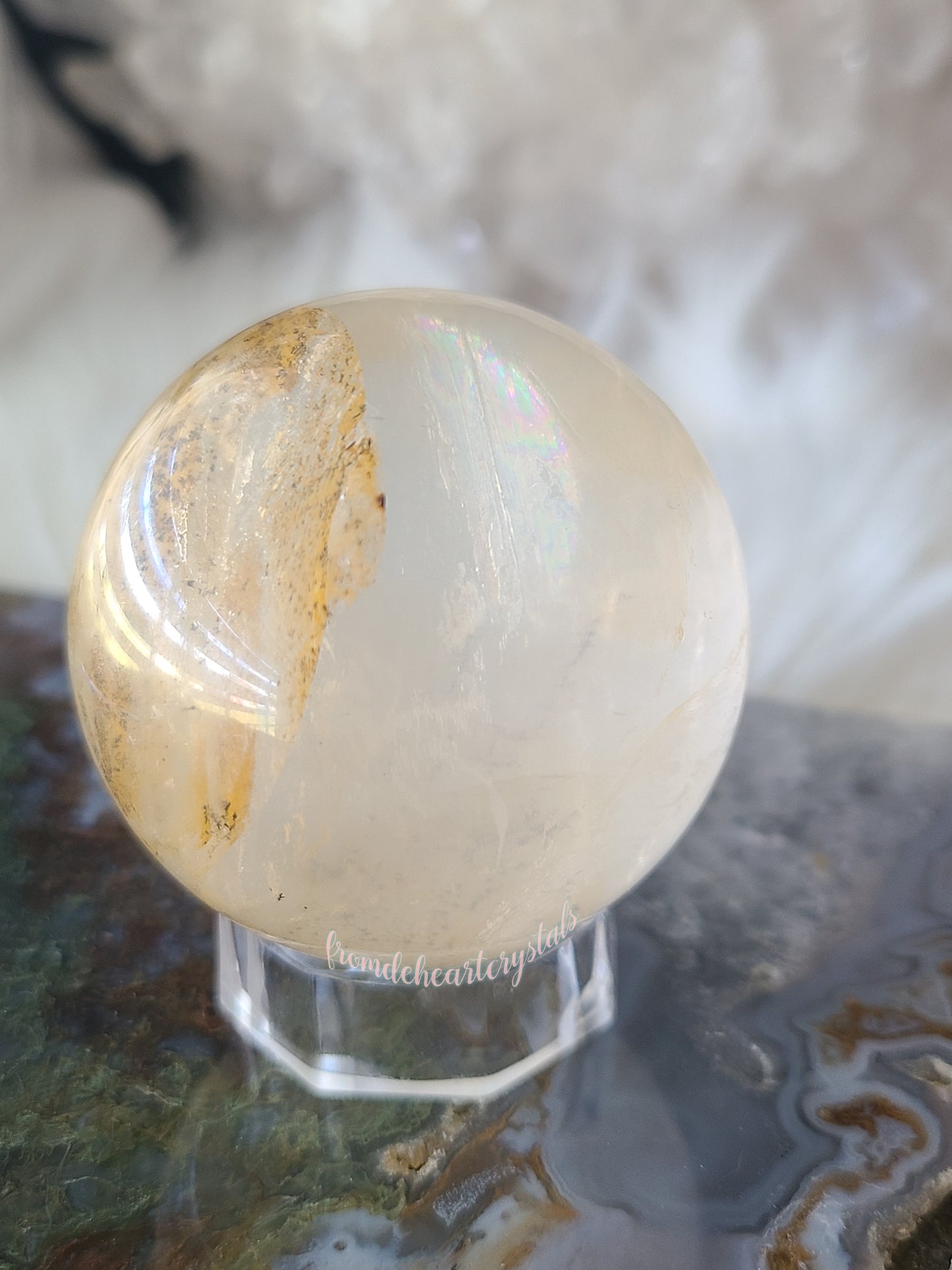 Dendritic Quartz Sphere with Flash