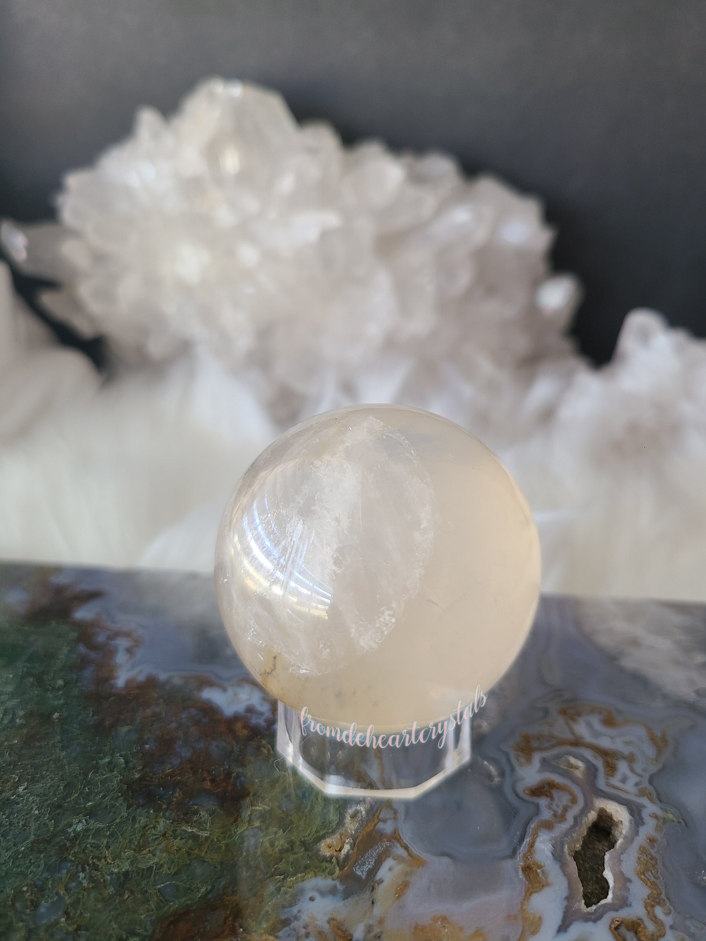 Dendritic Quartz Sphere with Flash