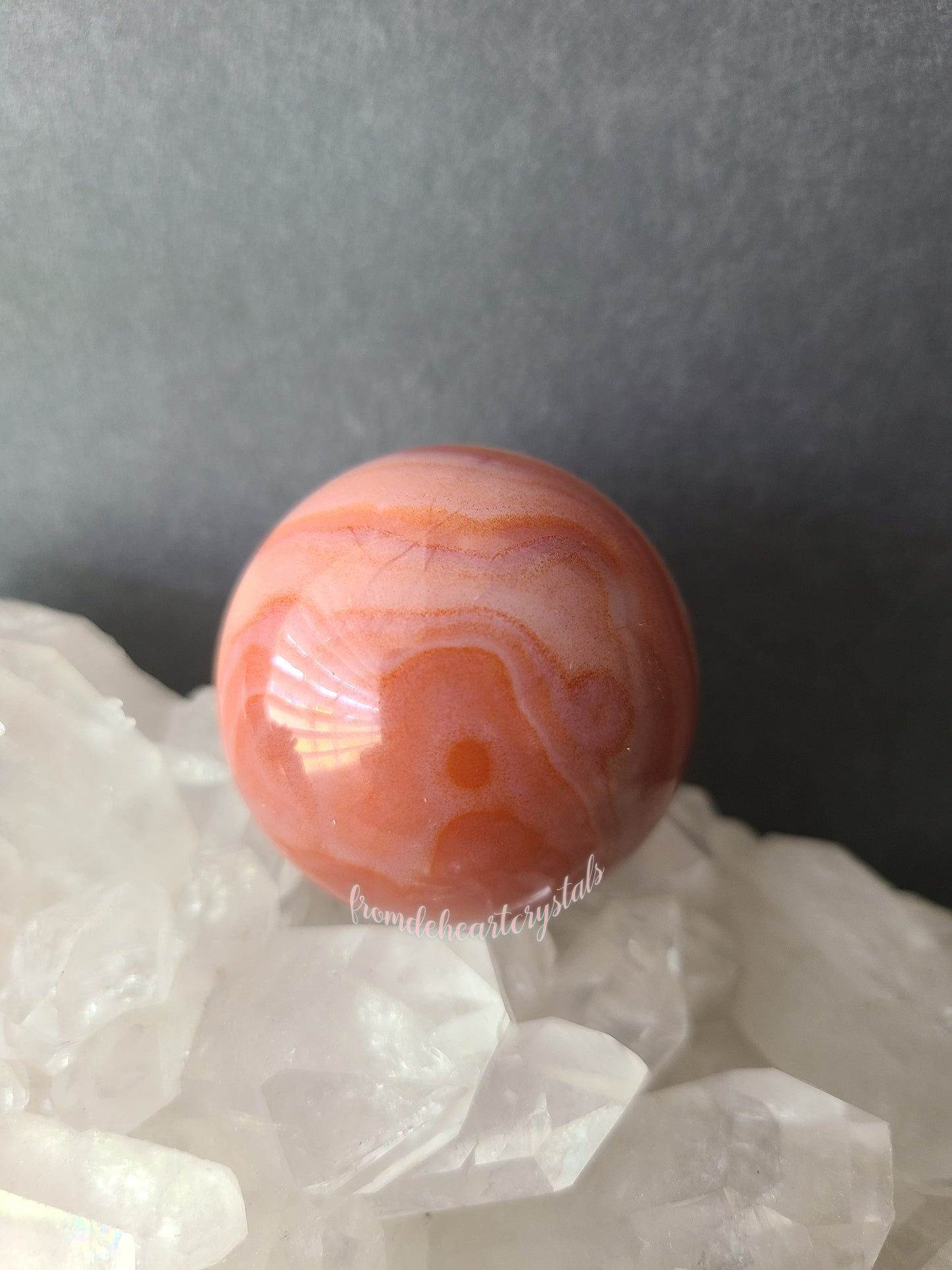 Carnelian Sphere Fire Quartz Point Set
