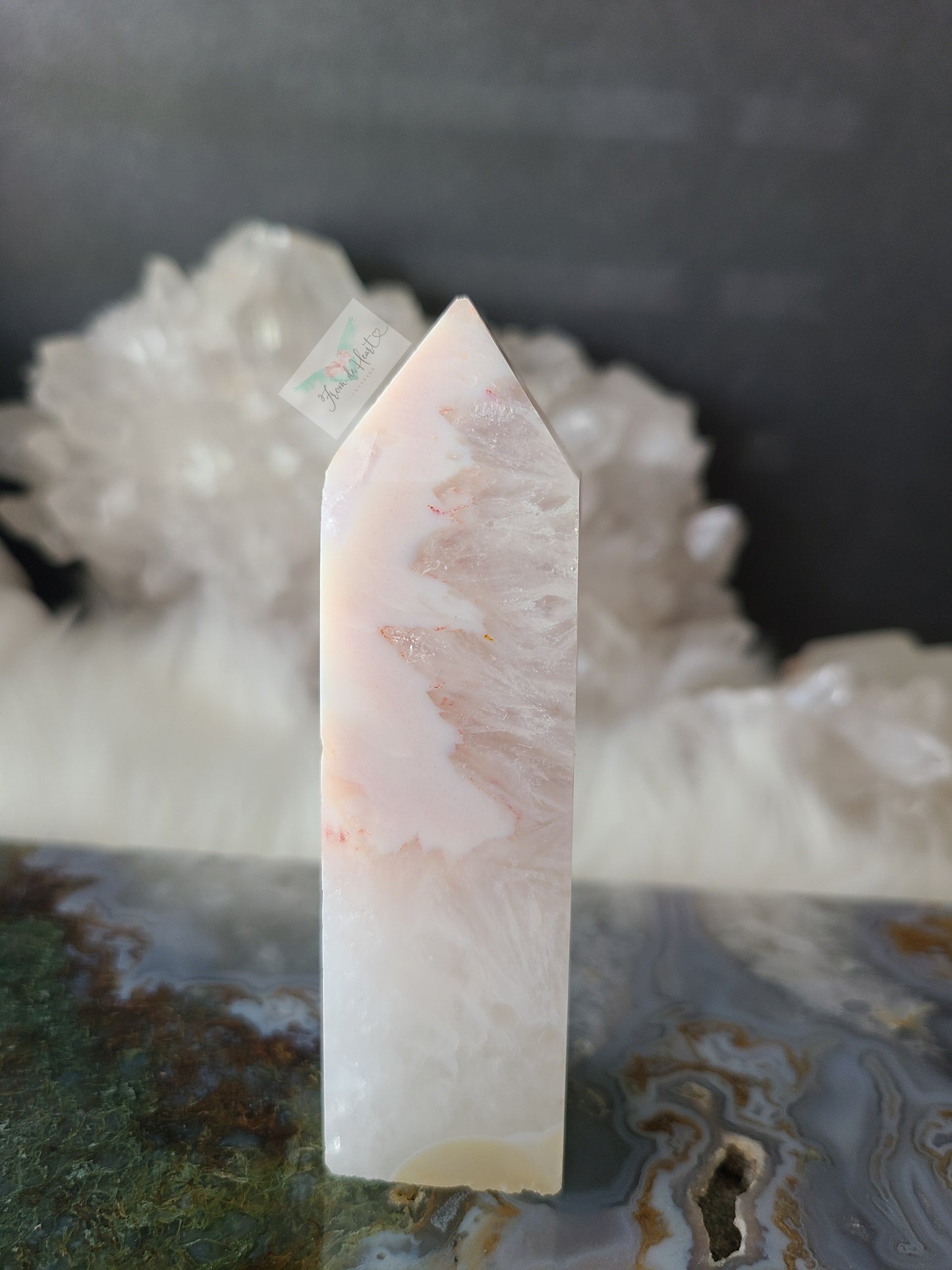 Pink Amethyst with Quartz and Lavender Druzy Tower