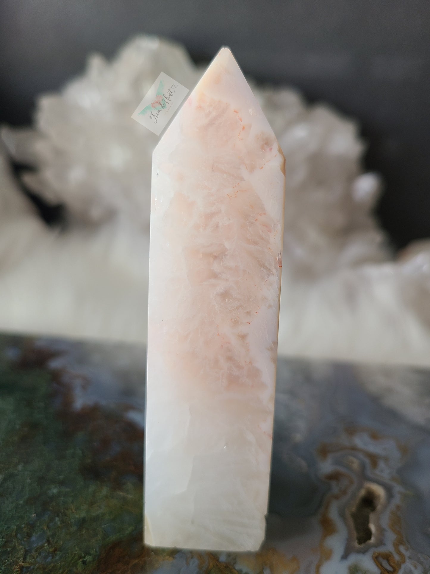 Pink Amethyst with Quartz and Lavender Druzy Tower