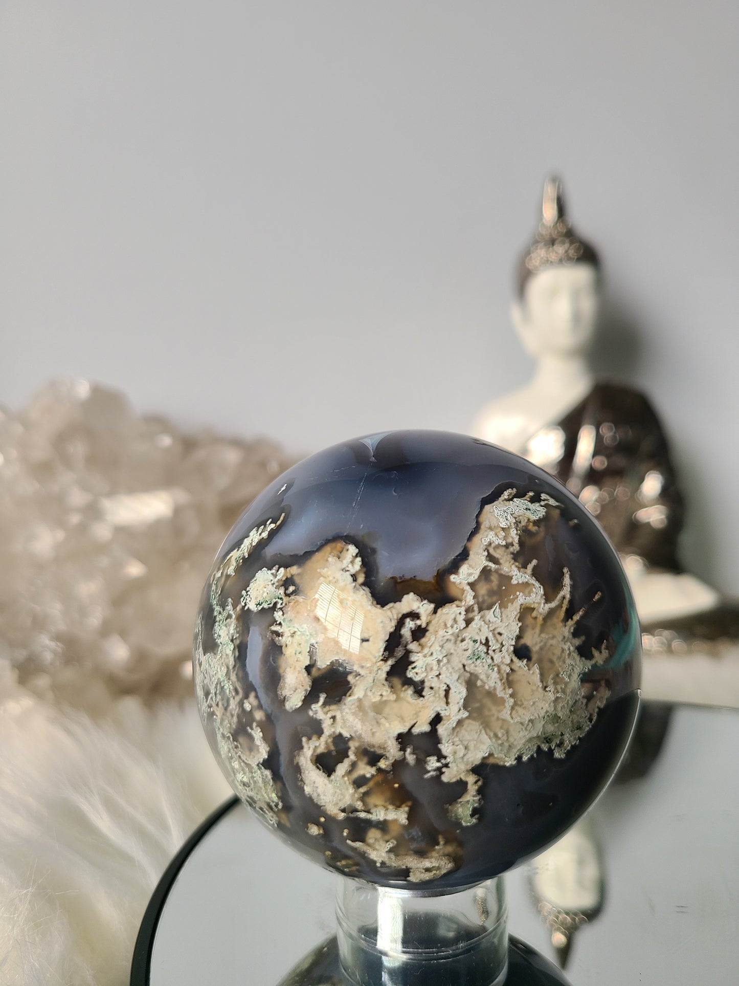 Quartz Moss Agate Sphere