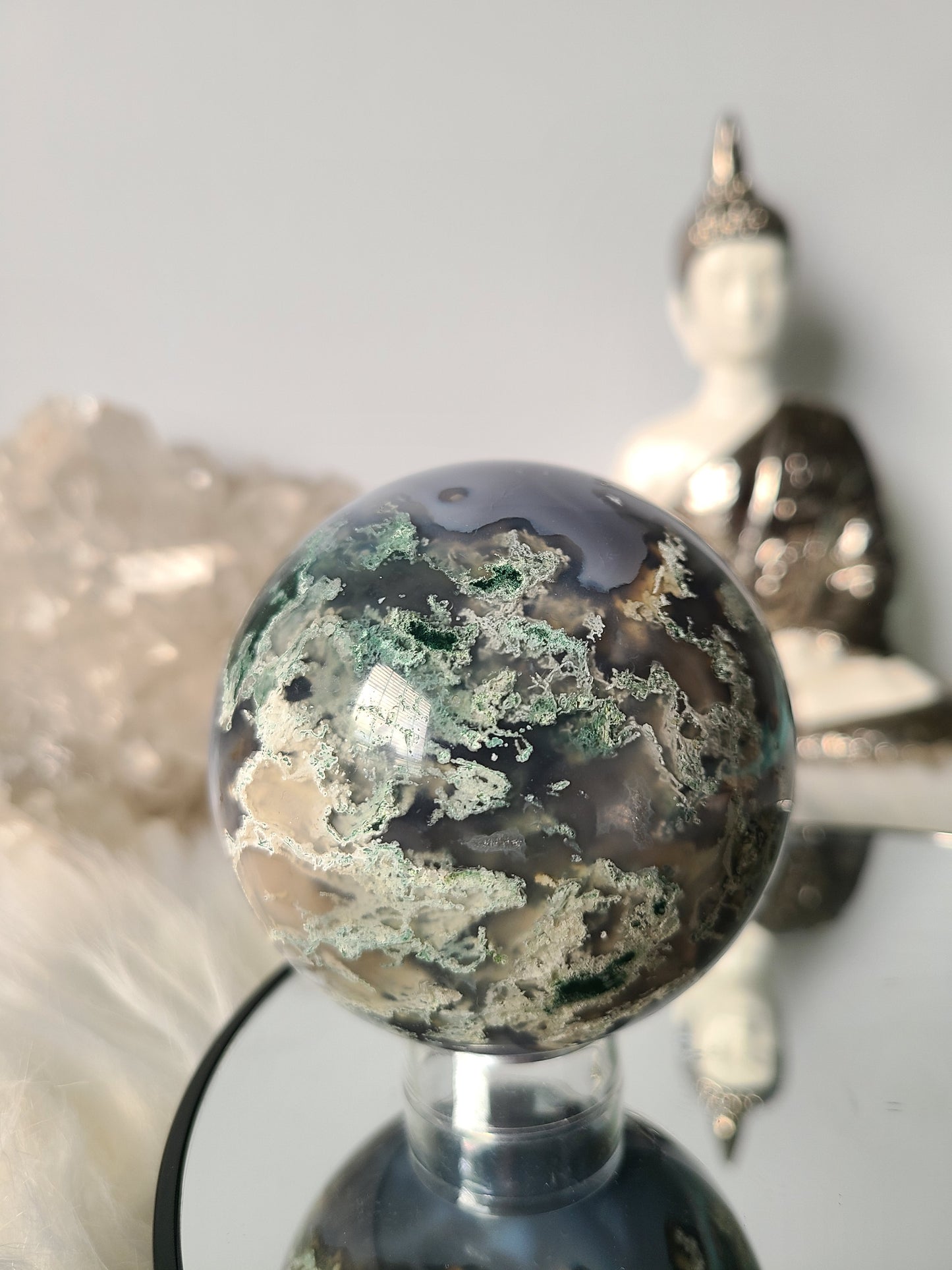 Quartz Moss Agate Sphere