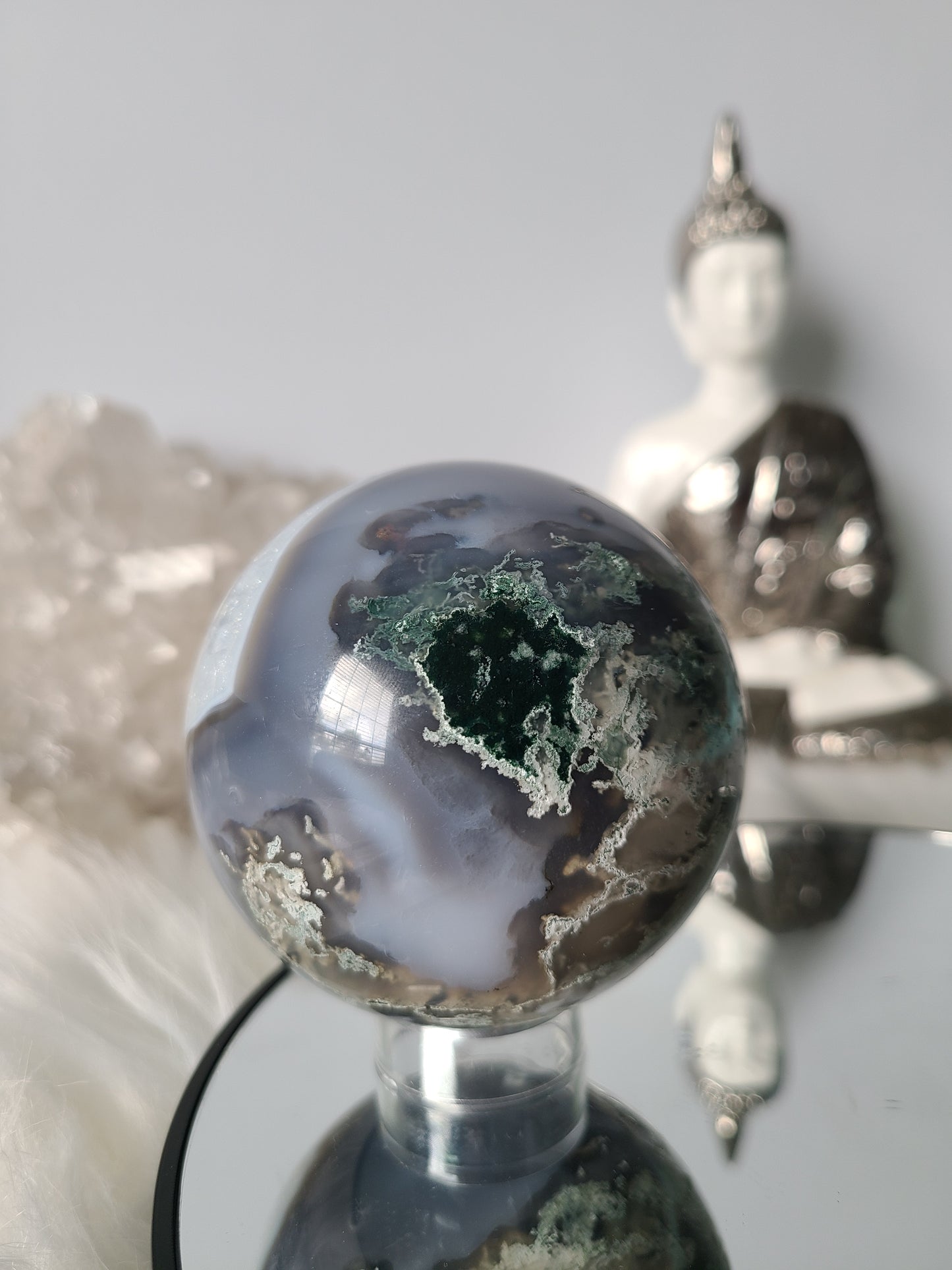 Quartz Moss Agate Sphere