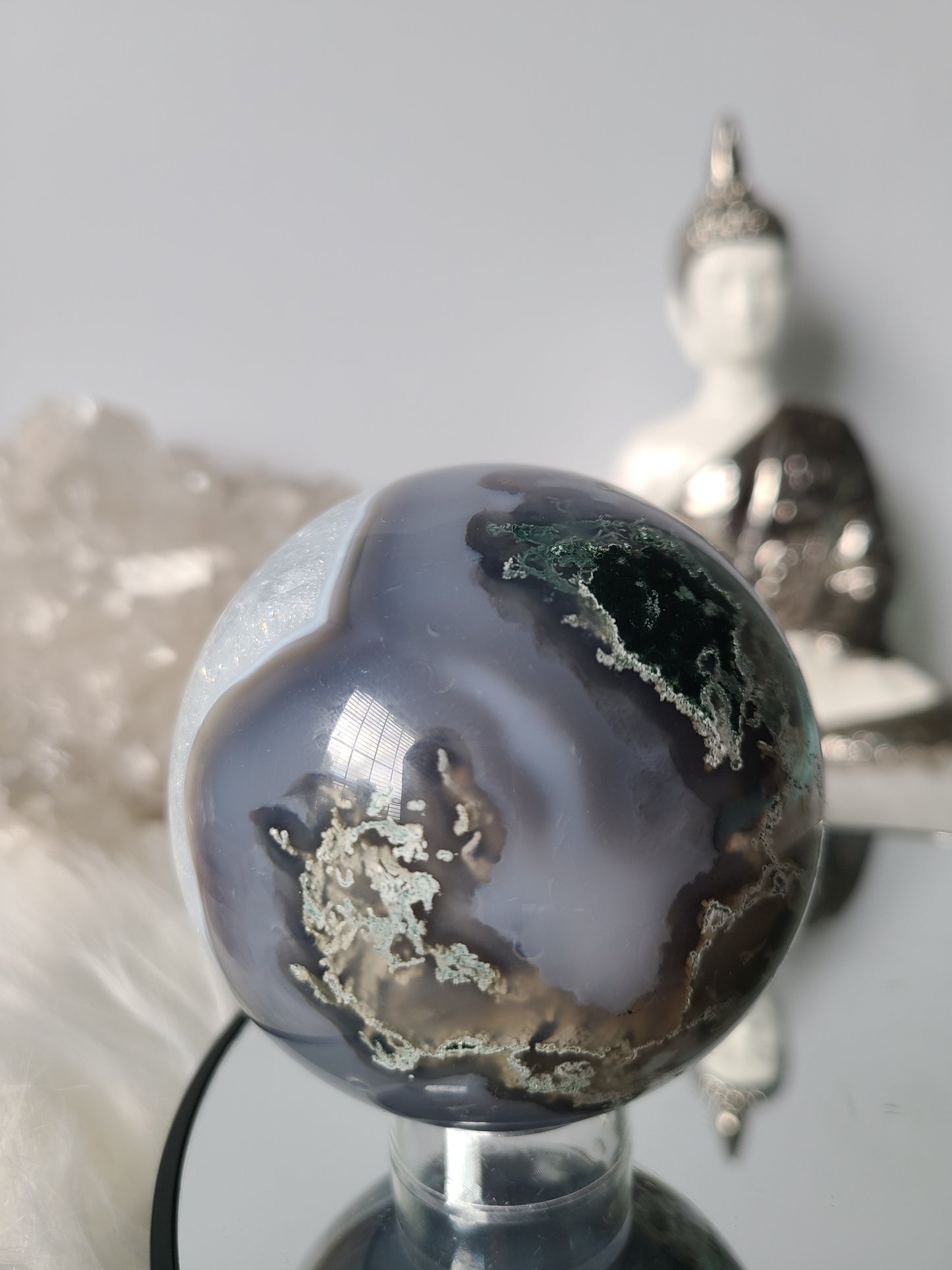 Quartz Moss Agate Sphere