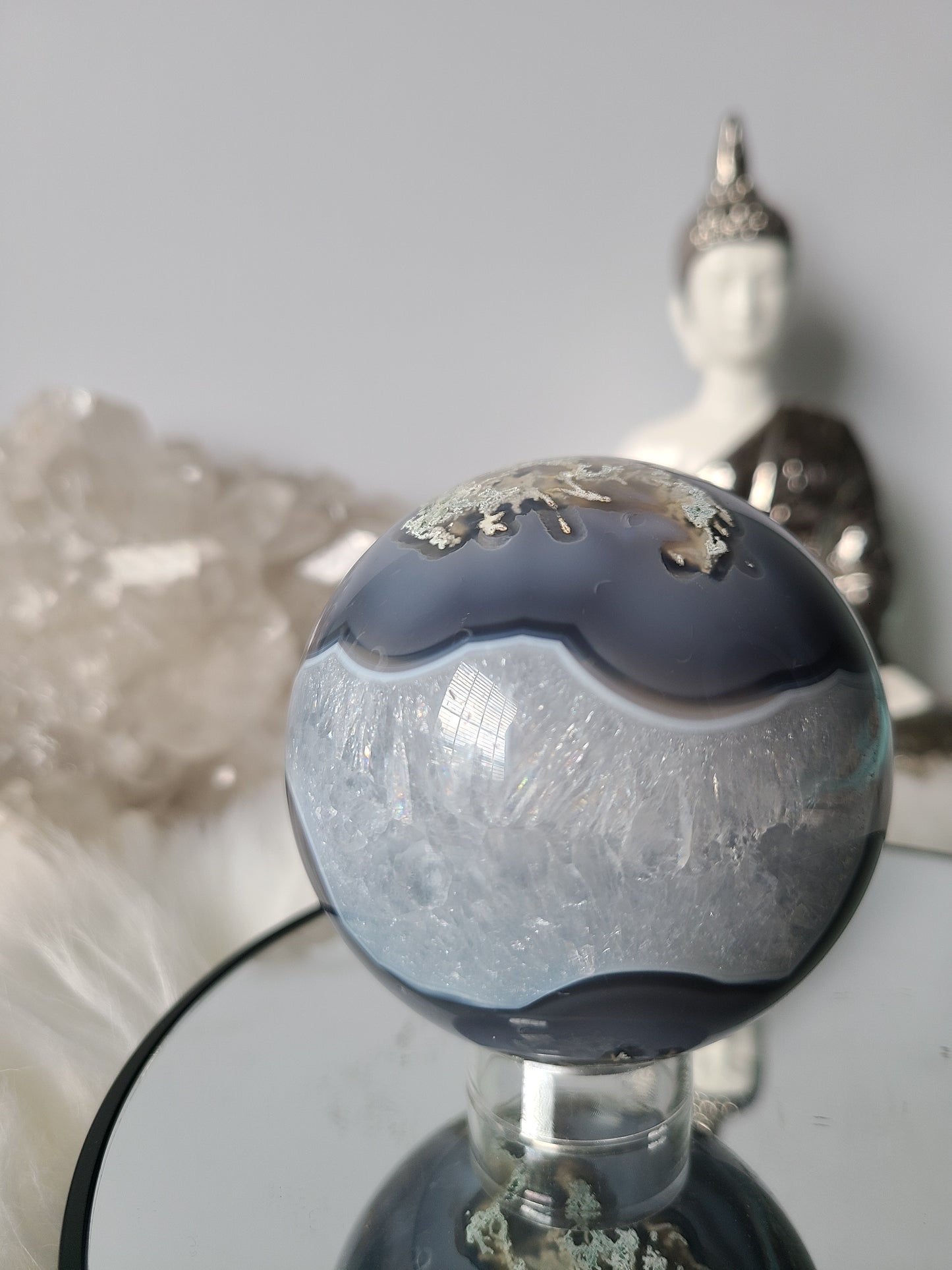 Quartz Moss Agate Sphere
