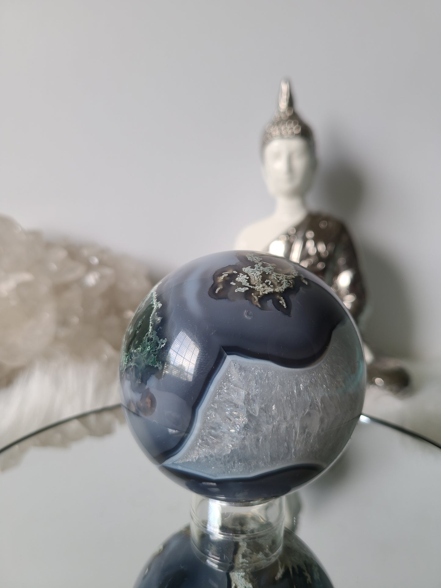 Quartz Moss Agate Sphere