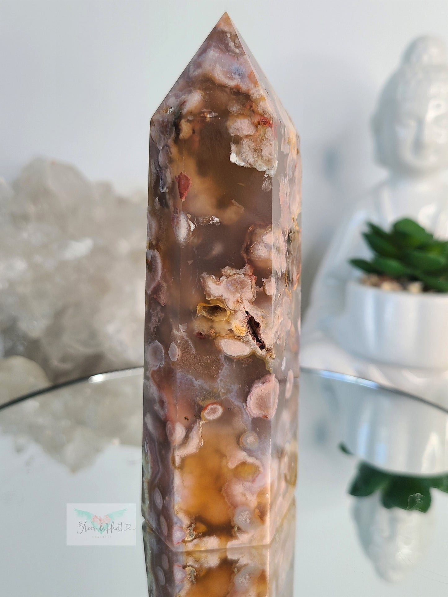 Brown Flower Agate Tower (Sale)