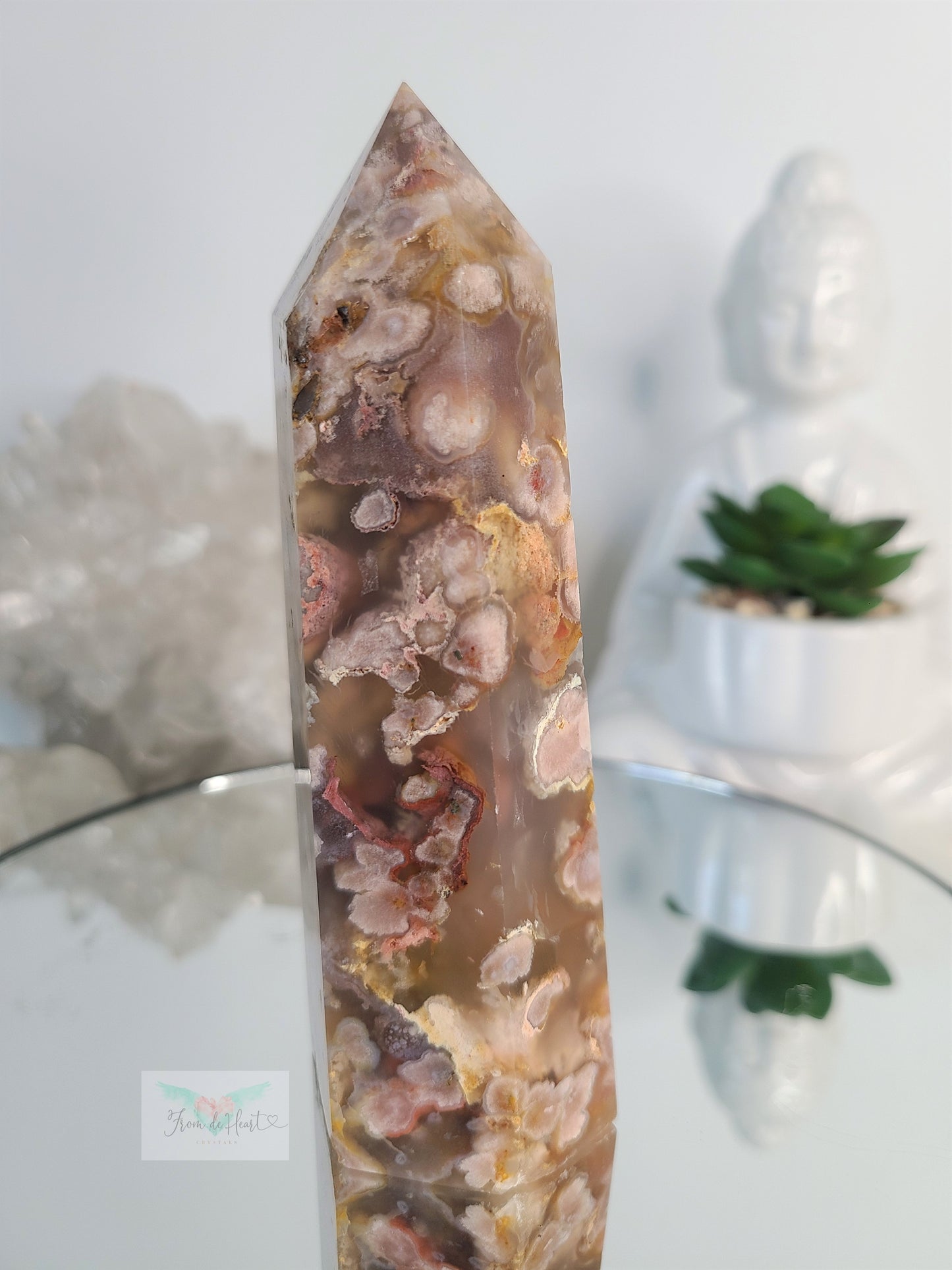 Brown Flower Agate Tower (Sale)