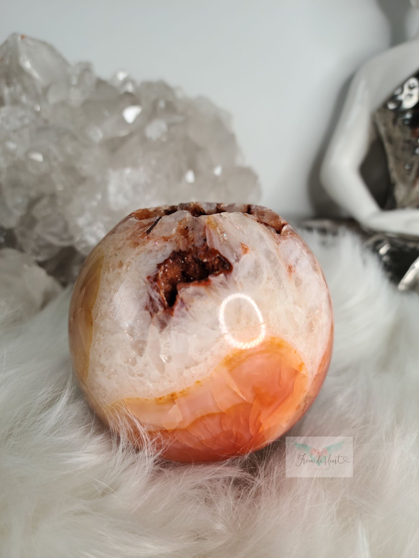 Carnelian with Quartz Sphere